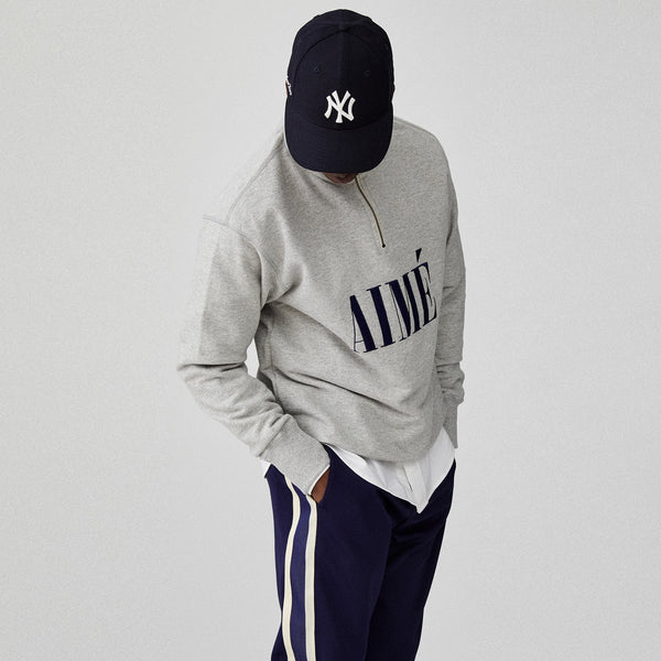 AIMÉ QUARTER ZIP PULLOVER - GREY - Sweatshirt Aimé Leon Dore