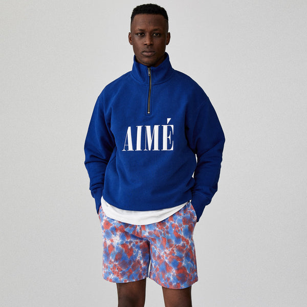 AIMÉ QUARTER ZIP PULLOVER - NAVY - Sweatshirt Aimé Leon Dore