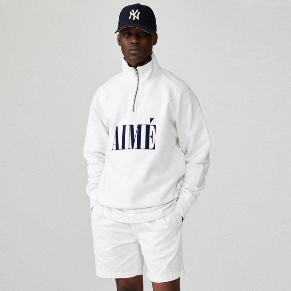AIMÉ QUARTER ZIP PULLOVER - WHITE - Sweatshirt Aimé Leon Dore